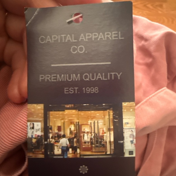 Lini Women's Pink Denim Ruffle V-Neck Short-Sleeve Belted Crop Jumpsuit M - Picture 6 of 6